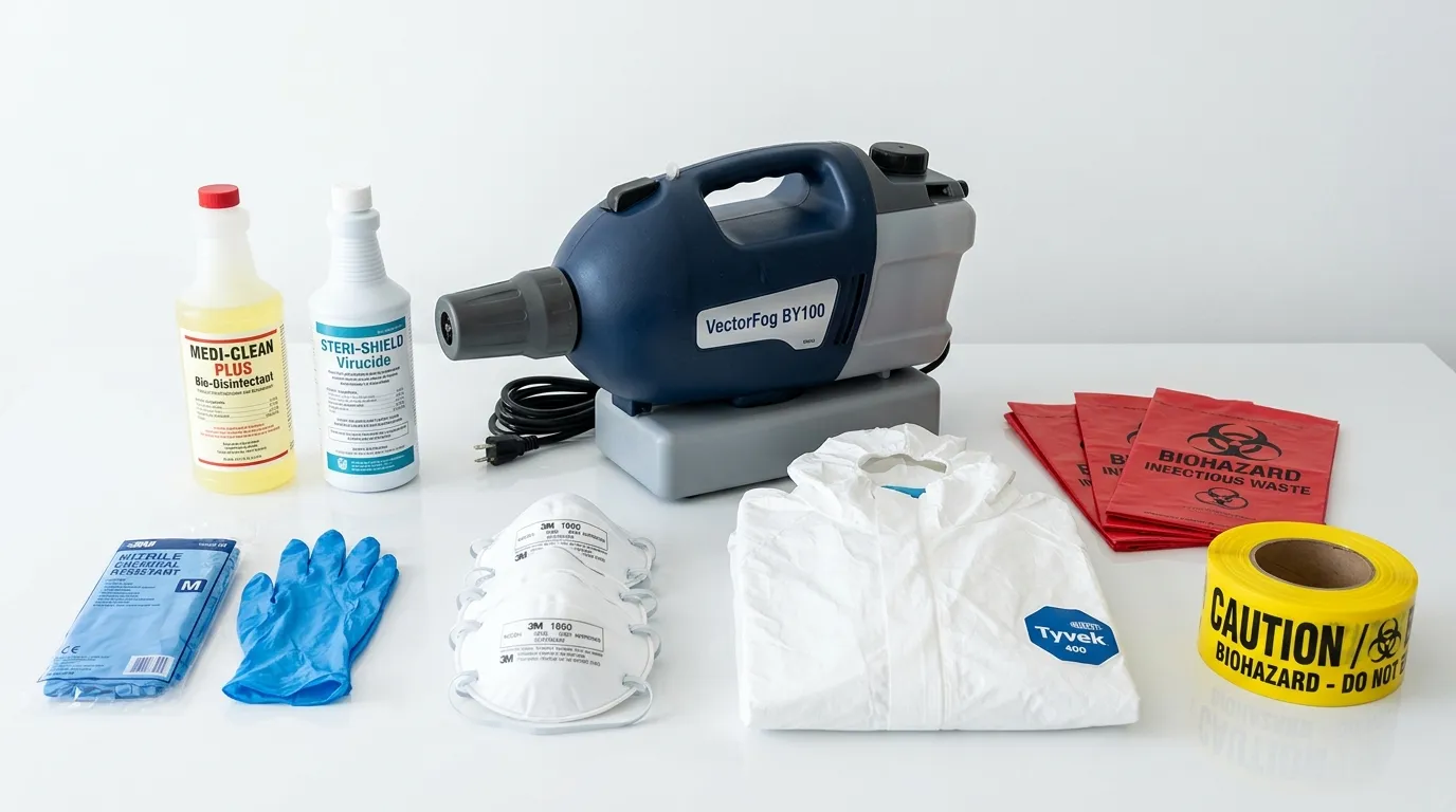 Professional biohazard remediation crew working in Amherst Center